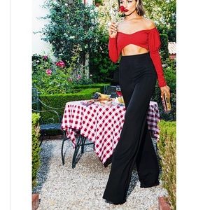 Black High-Waisted  Wide Leg Trousers